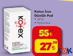 KOTEX İNCE GÜNLÜK HİJYENİK PED 34'LÜ PARFÜMSÜZ KOTEX İNCE GÜNLÜK HİJYENİK PED 34'LÜ PARFÜMSÜZ